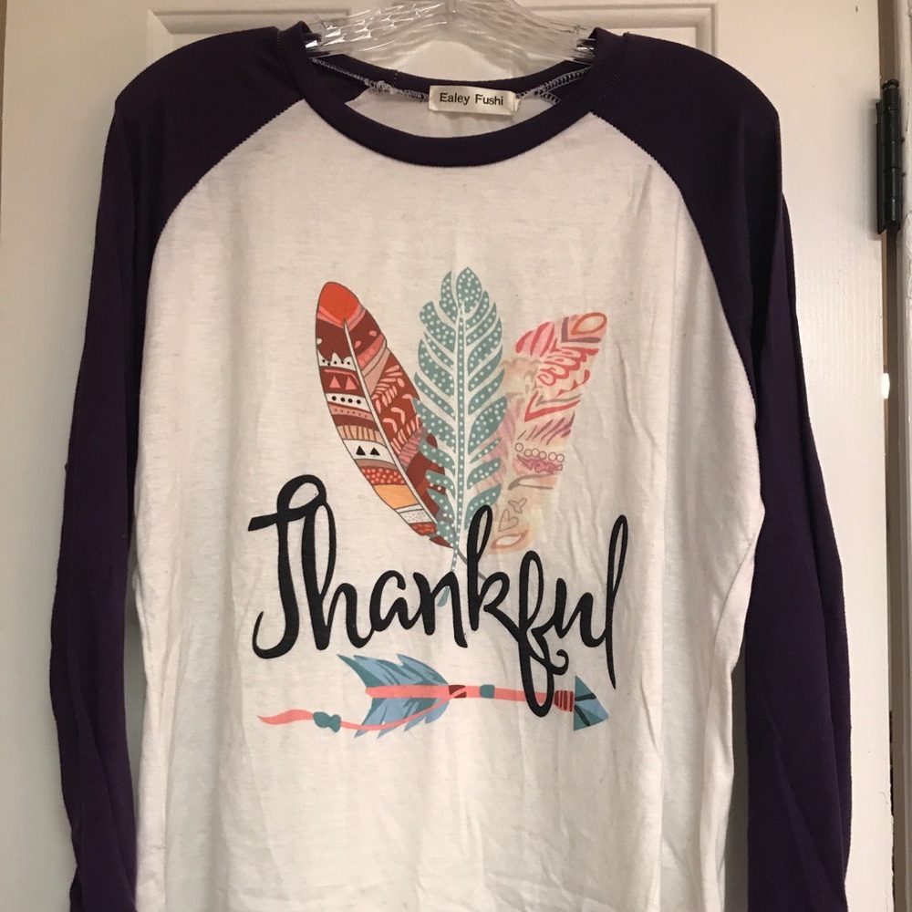 Women’s Long Sleeve “Thankful” Baseball Shirt